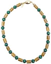 Farra - Golden Coral With Malachite Necklace - Lyst