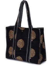 At Last - Cotton Tote Bag In Midnight - Lyst