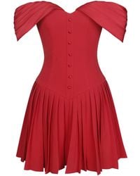 Miss Circle New York - Narelle Crimson Off-Shoulder Sweetheart Drop Waist Mini Dress - Lyst