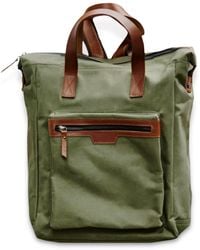 VIDA VIDA - Leather Trim Top Zip Backpack - Lyst