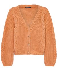 Cara & The Sky - Sienna Cable Short Co-ord Cardigan Apricot - Lyst