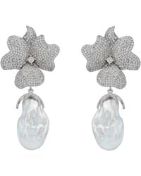 LÁTELITA London - Baroque Pearl Flower Clip On Drop Earrings - Lyst