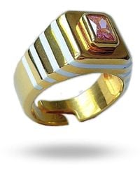 LINYA JEWELLERY - Octagon Stone Enamel Signet Ring - Lyst