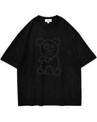 X Ilona Blue - Universal Fit Graffiti Baby Bear Organic Cotton Charcoal Chain Link Embroidery Tee - Lyst