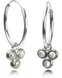The Jewellery Store London - Hoop Earrings With Pearls Trilogy Charms - Lyst