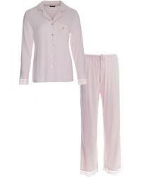 Pretty You London - Bamboo Lace Pyjama Set In Powder Puff - Lyst