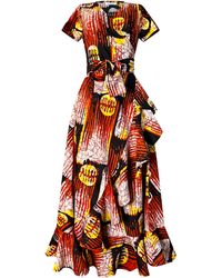RAHYMA - Baily African Print Wrap Dress - Lyst