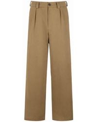Gunda Hafner Ltd - Neutrals Cotton Twill Wide Leg Trousers - Lyst