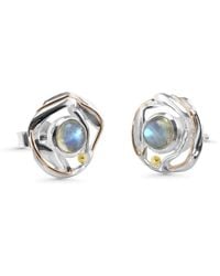 Isla Silver - Handmade Delicate Moonstone Stud Earrings - Lyst