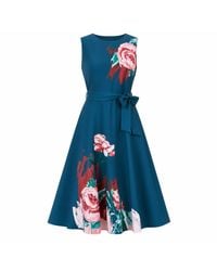 Yumi' - Abstract Floral Skater Midi Dress - Lyst