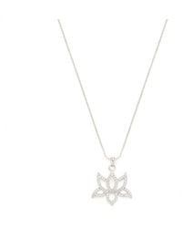Seven Saints - Illuminate Lotus Necklace Rhodium Plated, Topaz Pave - Lyst