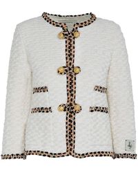 The Extreme Collection - Tweed Cotton Blend Jacket With Trimmings And Golden Buttons Beth - Lyst