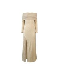 Solgo Atelier - Neutrals Peris Off-Shoulder Cashmere Maxi Dress - Lyst