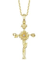Vanimy - Floral Cross November Sunflower Birth Flower Necklace - Lyst