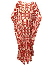 Julia Clancey - Madam Olympia Flame Silk Pleated Kaftan - Lyst