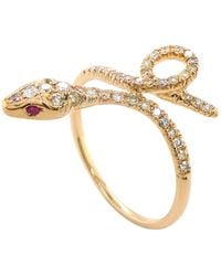 Artisan - 18K Diamond & Ruby Snake Ring - Lyst