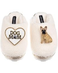 Laines London - Neutrals Teddy Closed Toe Slippers With Dog Mum/Mom & Fawn French Bulldog Brooches - Lyst
