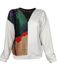 Lalipop Design - Pleated Sweatshirt With Rhinestone Details - Lyst