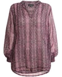 James Lakeland - Snake Print Sheer-Sleeve Blouse - Lyst
