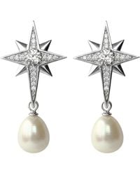 LINYA JEWELLERY - Pole Star Pearl Dangle Earrings - Lyst