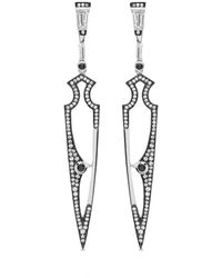 SALLY SKOUFIS - Shield Earrings With Natural Diamond & Made Cz Diamond Stimulant - Lyst