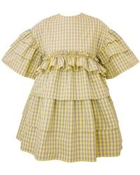 KAROLINA OZOLINSIUTE - Saffron Checks Mini Oversized Dress - Lyst