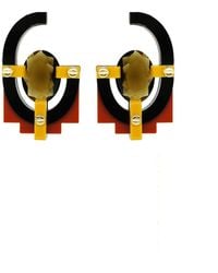 Gissa Bicalho - Handmade Acrylic Earring With Oval Cut Stone Mustard - Lyst
