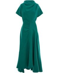 concept A trois - Dress With Front Drape And Collar - Lyst