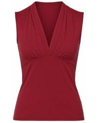 Conquista - Burgundy Cotton-Elastane Jersey Sleeveless Top - Lyst