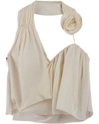 Nocturne - Floral-Detail Halter Neck Bustier Top - Lyst