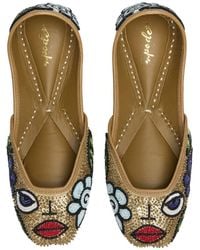 Pode - Neutrals Poker Face Handmade Beaded Statement Flats - Lyst