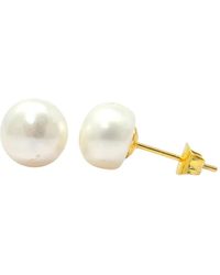 Harfi - Handpicked Freshwater Plated Pearl Stud Earrings - Lyst
