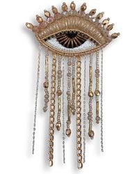 VETKA - Neutrals Talisman Eye Brooch With Fringe- Golden Gaze - Lyst