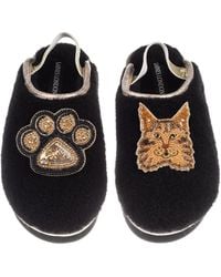Laines London - Flatform Cloud Slippers With Ginger Maine Coon Cat & Paw Brooches - Lyst
