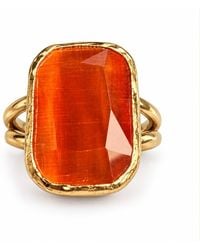 By Ozge - Positive Energy Carnelian Natural Stone Plated Statement Ring - Lyst