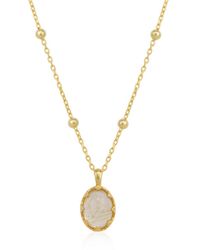 Spero London - Neutrals Moonstone Sterling Pendant Necklace With Beaded Chain - Lyst