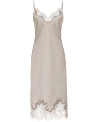 Avenue 8 - Neutrals Silk Lace Detailed Midi Cami Dress - Lyst
