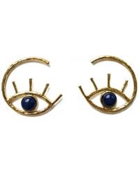 Silver & Elegant Co. - Sodalite Eye Thick Plated Bronze Earrings - Lyst