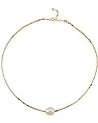 LINYA JEWELLERY - Baroque Pearl Mini Hematite Natural Stone Necklace - Lyst