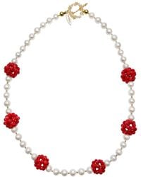 Farra - Coral Flower Ball And Freshwater Pearls Statement Necklace - Lyst