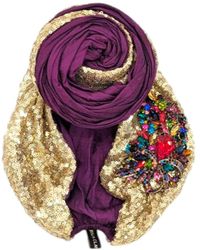 Julia Clancey - Edith Glitz Silk Plum Gems Turban - Lyst