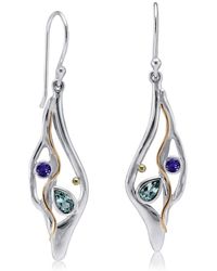 Isla Silver - Organic Drop Earrings With Topaz & Iolite - Lyst