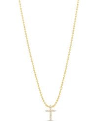 SHYMI - Mini Pave Cross On A Ball Chain - Lyst