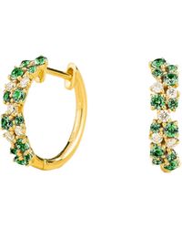 Juvetti - Starry Huggie Earrings Set With Emerald & Diamond - Lyst