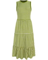 Cara & The Sky - Paula Gingham Summer Cotton Knitted Midi Dress - Lyst