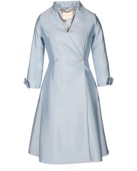 Santinni - 'astor' 100% Wool & Silk Dress Coat In Blu - Lyst
