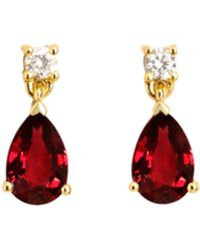 Juvetti - Pisa Earrings Set With Ruby & Diamond - Lyst