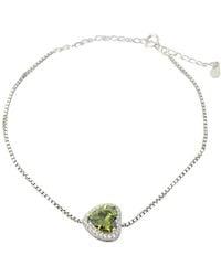 Harfi - Peridot August Birthstone Love Heart Charm Sterling Bracelet - Lyst