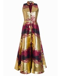 KAHINDO - Burgundy Gold Jacquard Chidi Dress - Lyst