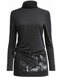 Conquista - Printed Turtleneck Top With Adjustable Side Detail - Lyst